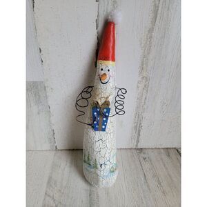 Tall skinny snowman vintage rustic happy present Xmas figure